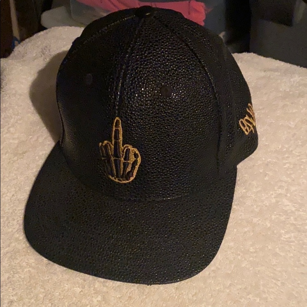 Faux leather textured cap